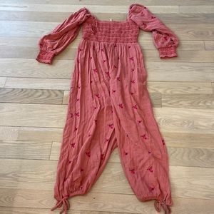 Women's Pink Smocked Jumpsuit